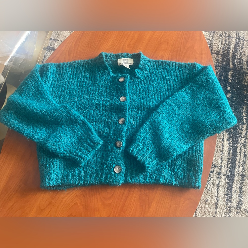Spoiled Teal Textured Cardigan